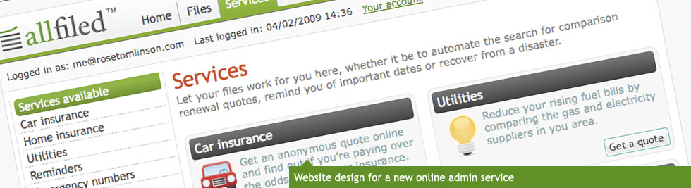 Website design for new online admin service