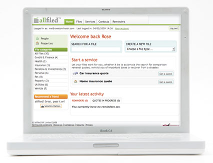 Allfiled Welcome back dashboard