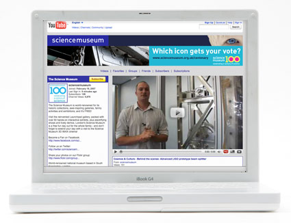 Science Museum YouTube page with Centenery banner