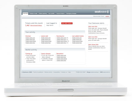 Seatwave dashboard screen